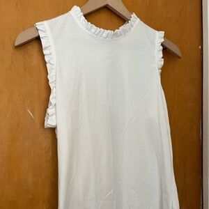 Boden Cotton White Ruffle Sleeve Tank Top Women’s Size 10